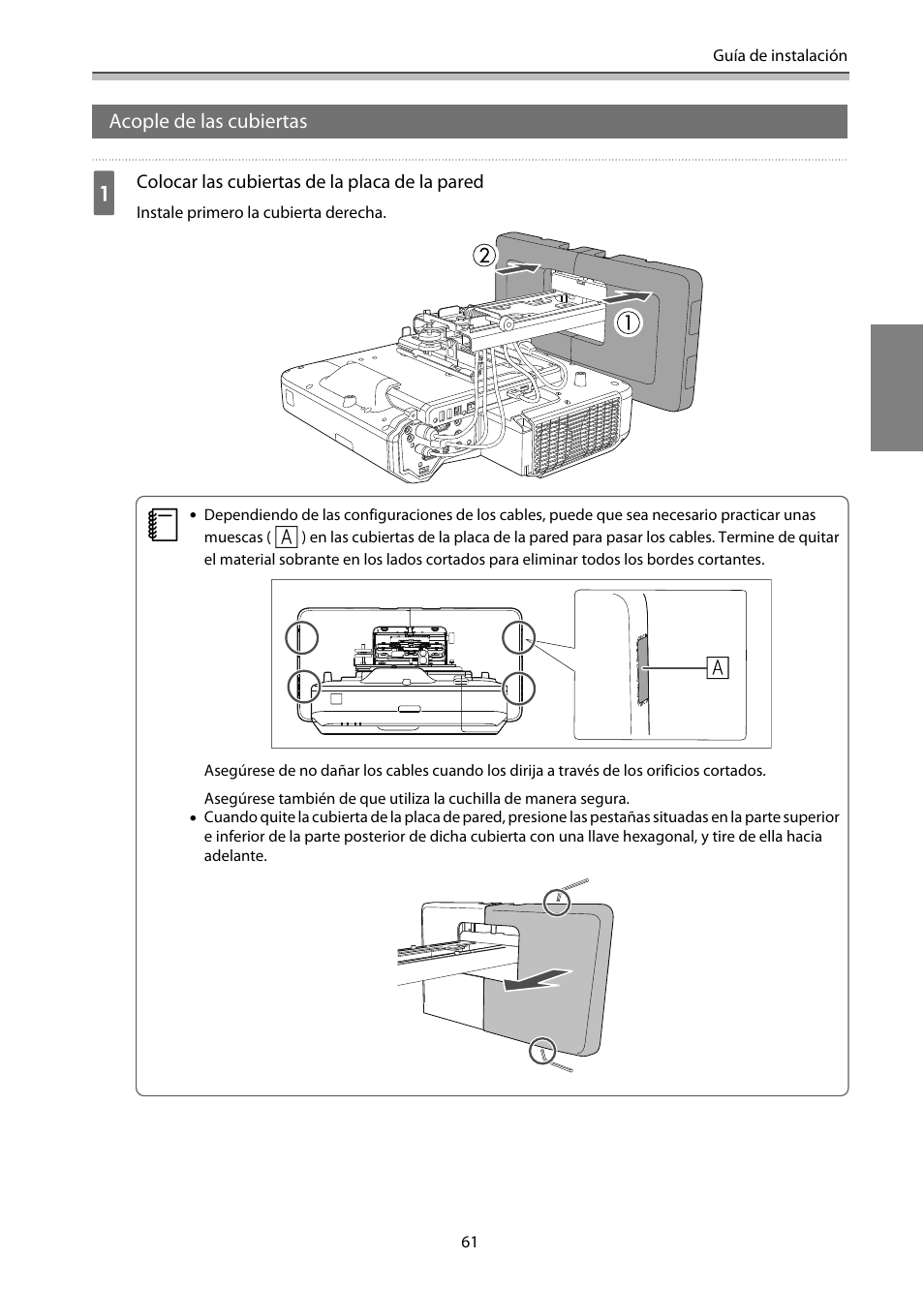 Acople de las cubiertas | Epson EB-1460Ui User Manual | Page 296 / 353