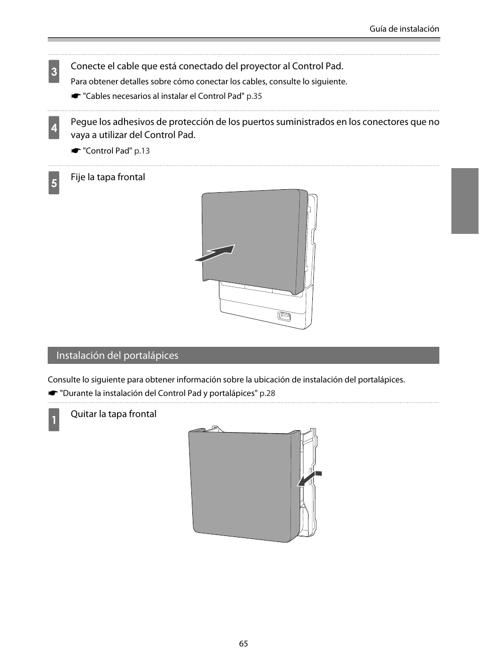 Instalación del portalápices | Epson EB-1460Ui User Manual | Page 300 / 353