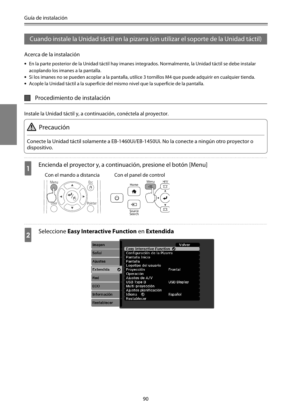 Procedimiento de instalación, P.90 | Epson EB-1460Ui User Manual | Page 325 / 353