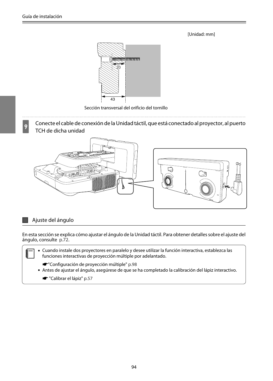 Ajuste del ángulo, P.94 | Epson EB-1460Ui User Manual | Page 329 / 353