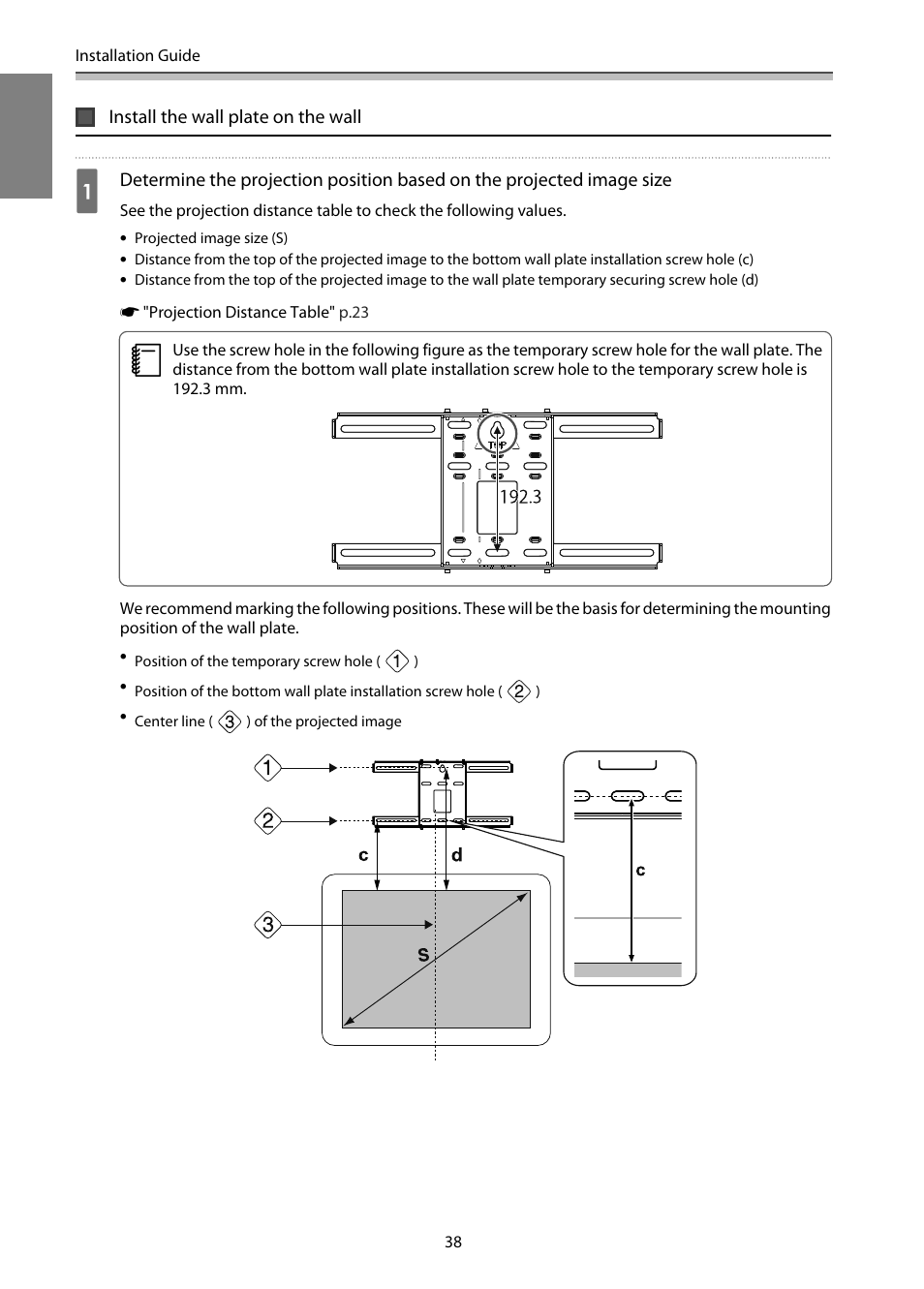 Install the wall plate on the wall | Epson EB-1460Ui User Manual | Page 39 / 353