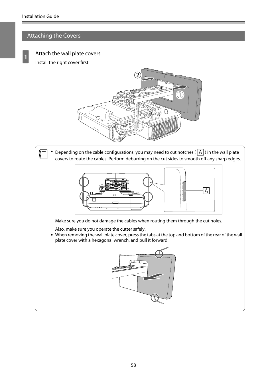 Attaching the covers | Epson EB-1460Ui User Manual | Page 59 / 353