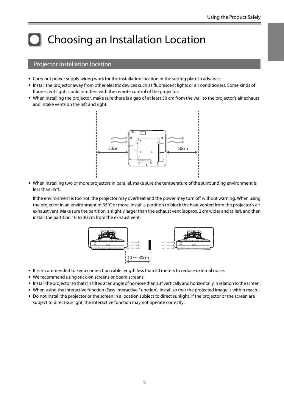 Choosing an installation location | Epson EB-1460Ui User Manual | Page 6 / 353