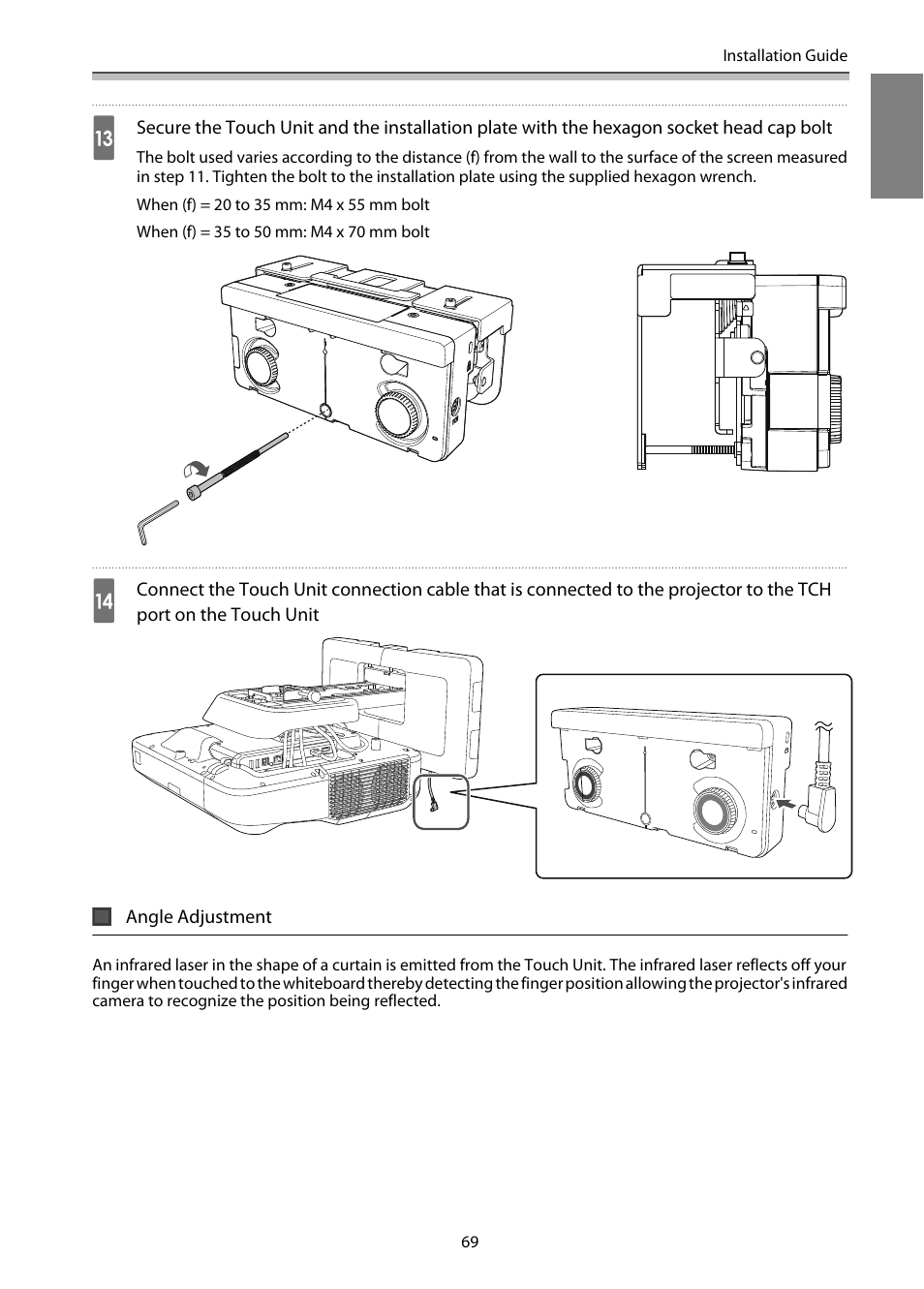 Angle adjustment, P.69 | Epson EB-1460Ui User Manual | Page 70 / 353