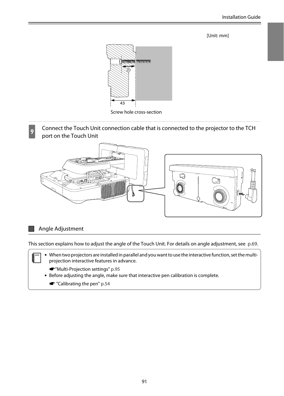 Angle adjustment, P.91 | Epson EB-1460Ui User Manual | Page 92 / 353