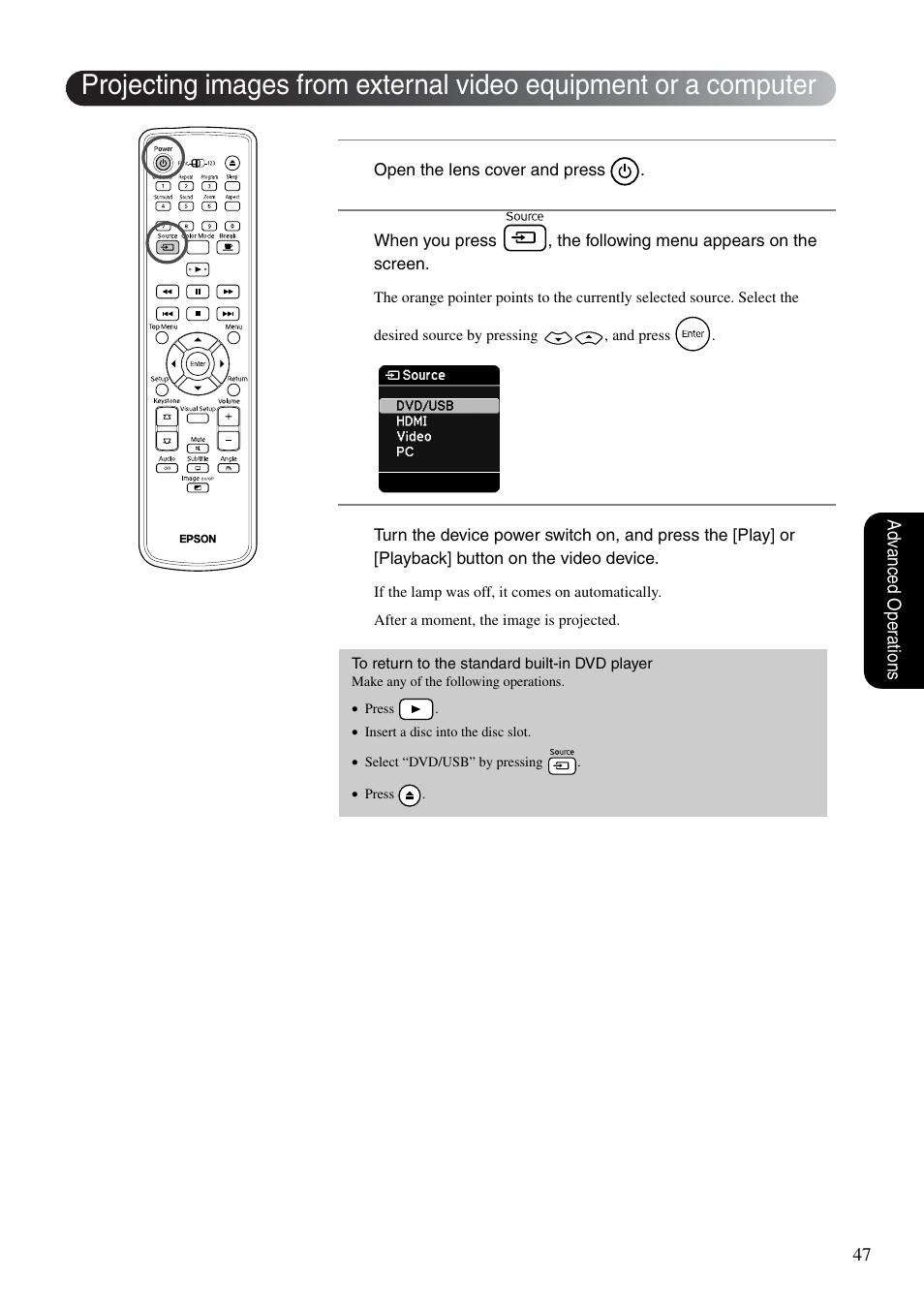 Sp. 47 | Epson EMP-TWD10 User Manual | Page 49 / 82
