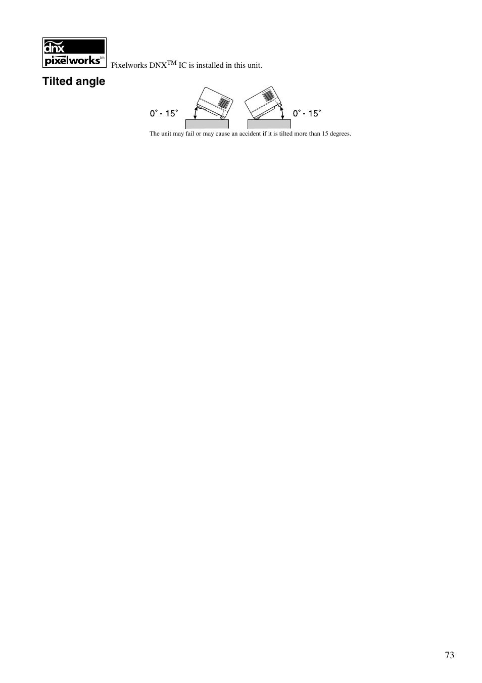 Tilted angle | Epson EMP-TWD10 User Manual | Page 75 / 82