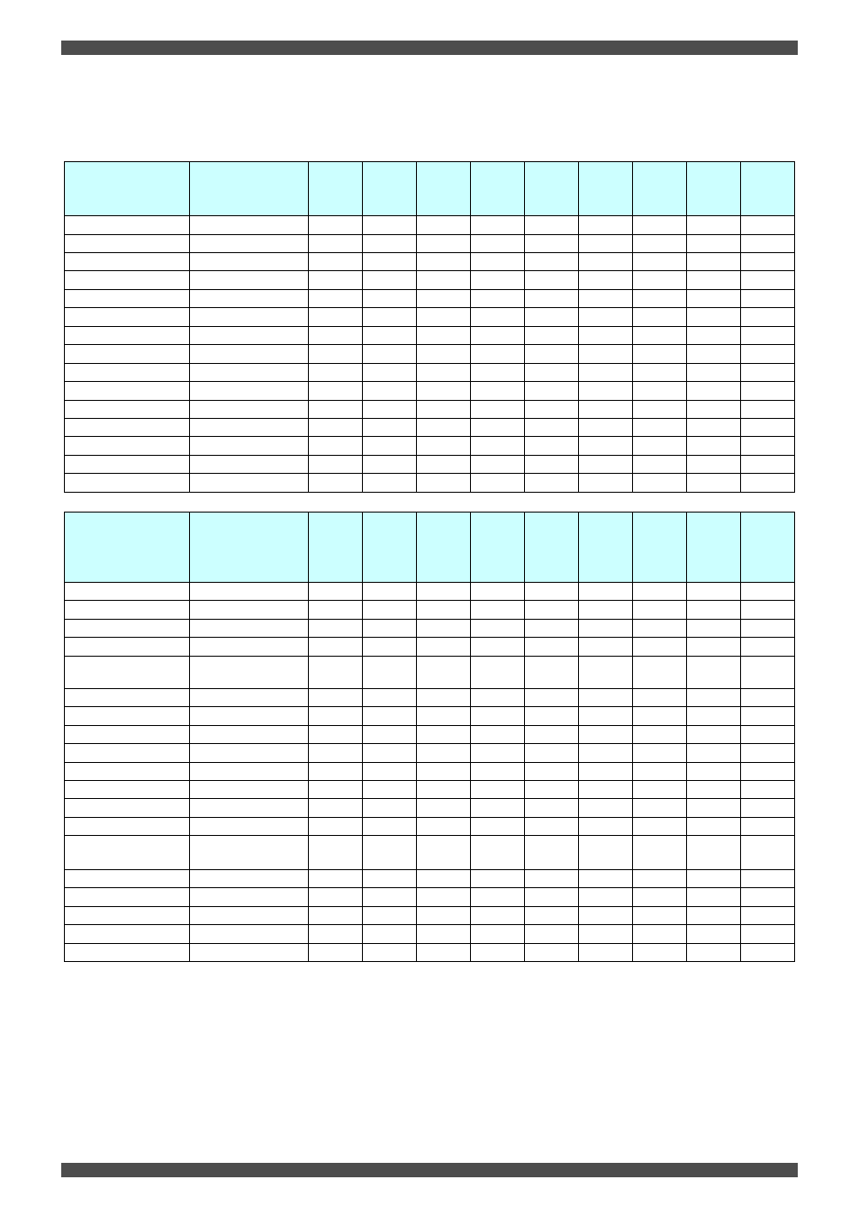 Command list and applicable models, Command table 1 ( fixed parameter) | Epson EMP-X56 User Manual | Page 9 / 25