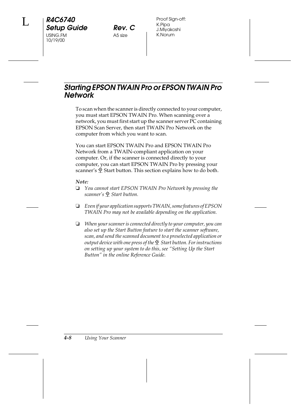 Starting epson twain pro or epson twain, Pro network -8 | Epson Expression 1680 User Manual | Page 104 / 124