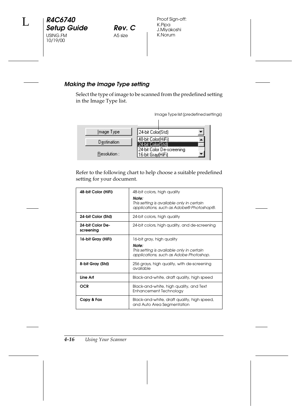 Making the image type setting | Epson Expression 1680 User Manual | Page 112 / 124