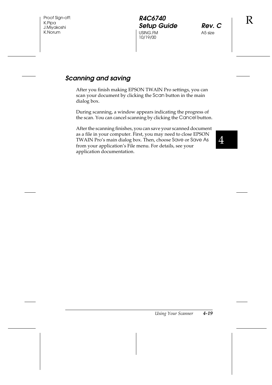 Scanning and saving, Scanning and saving -19 | Epson Expression 1680 User Manual | Page 115 / 124