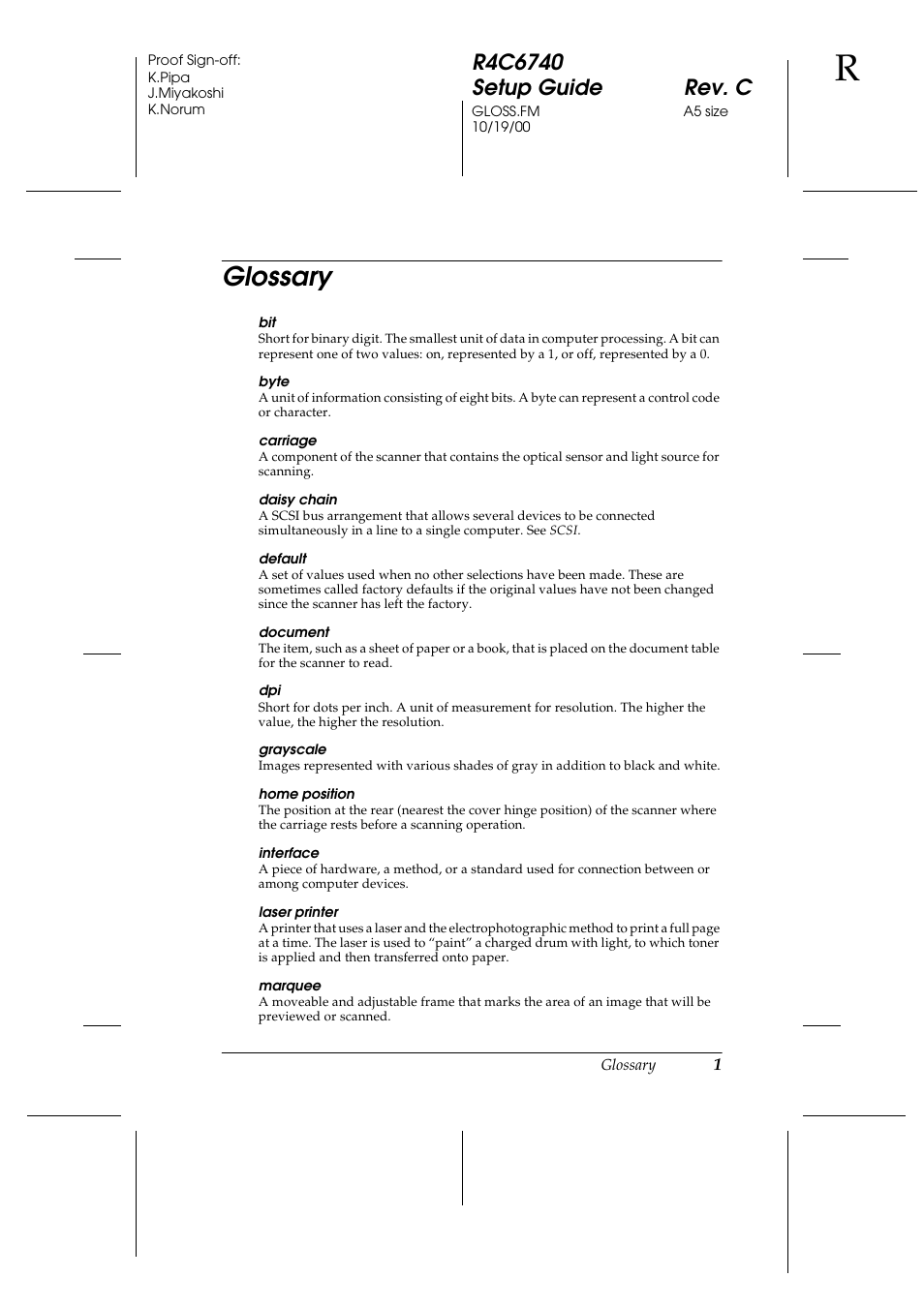 Glossary | Epson Expression 1680 User Manual | Page 117 / 124