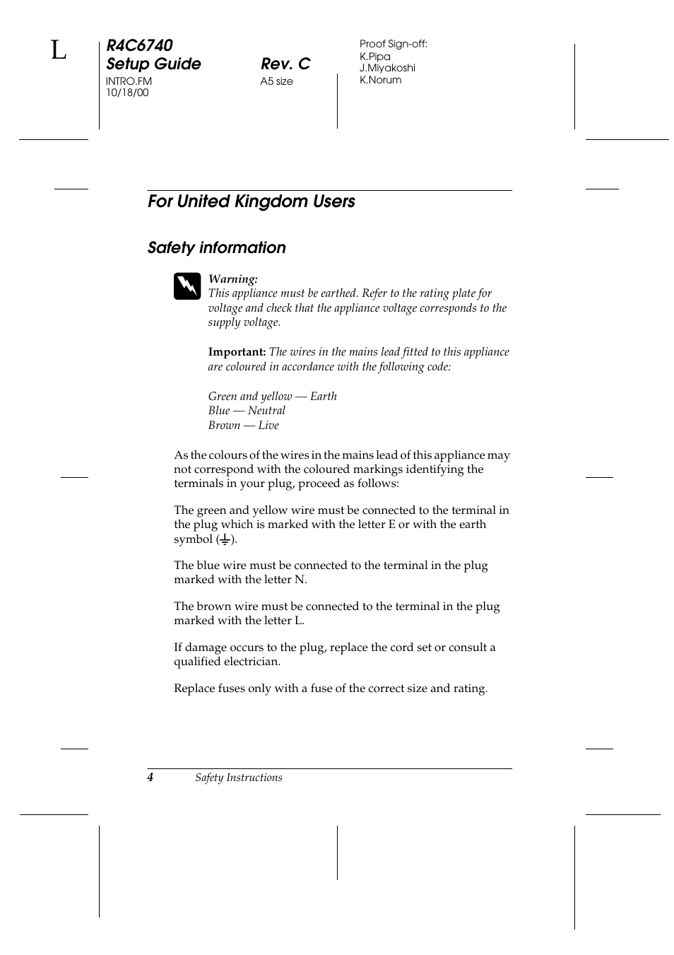 For united kingdom users, Safety information | Epson Expression 1680 User Manual | Page 12 / 124