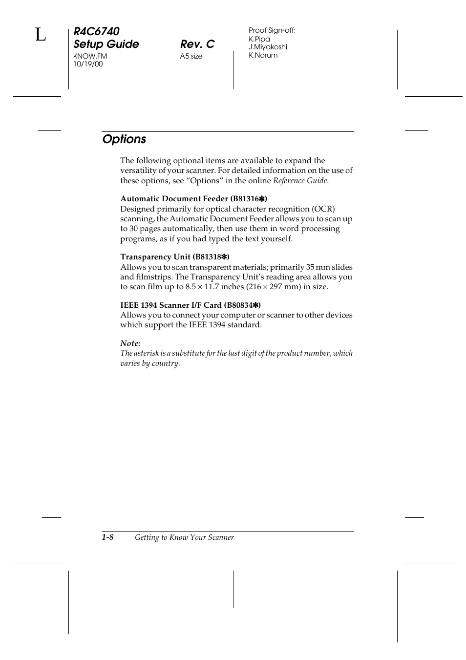 Options, Options -8 | Epson Expression 1680 User Manual | Page 20 / 124