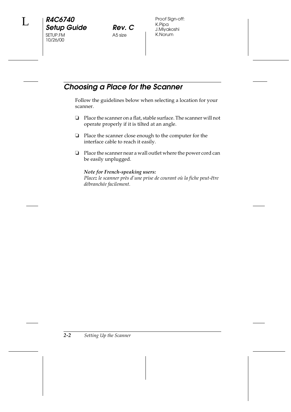 Choosing a place for the scanner, Choosing a place for the scanner -2 | Epson Expression 1680 User Manual | Page 22 / 124