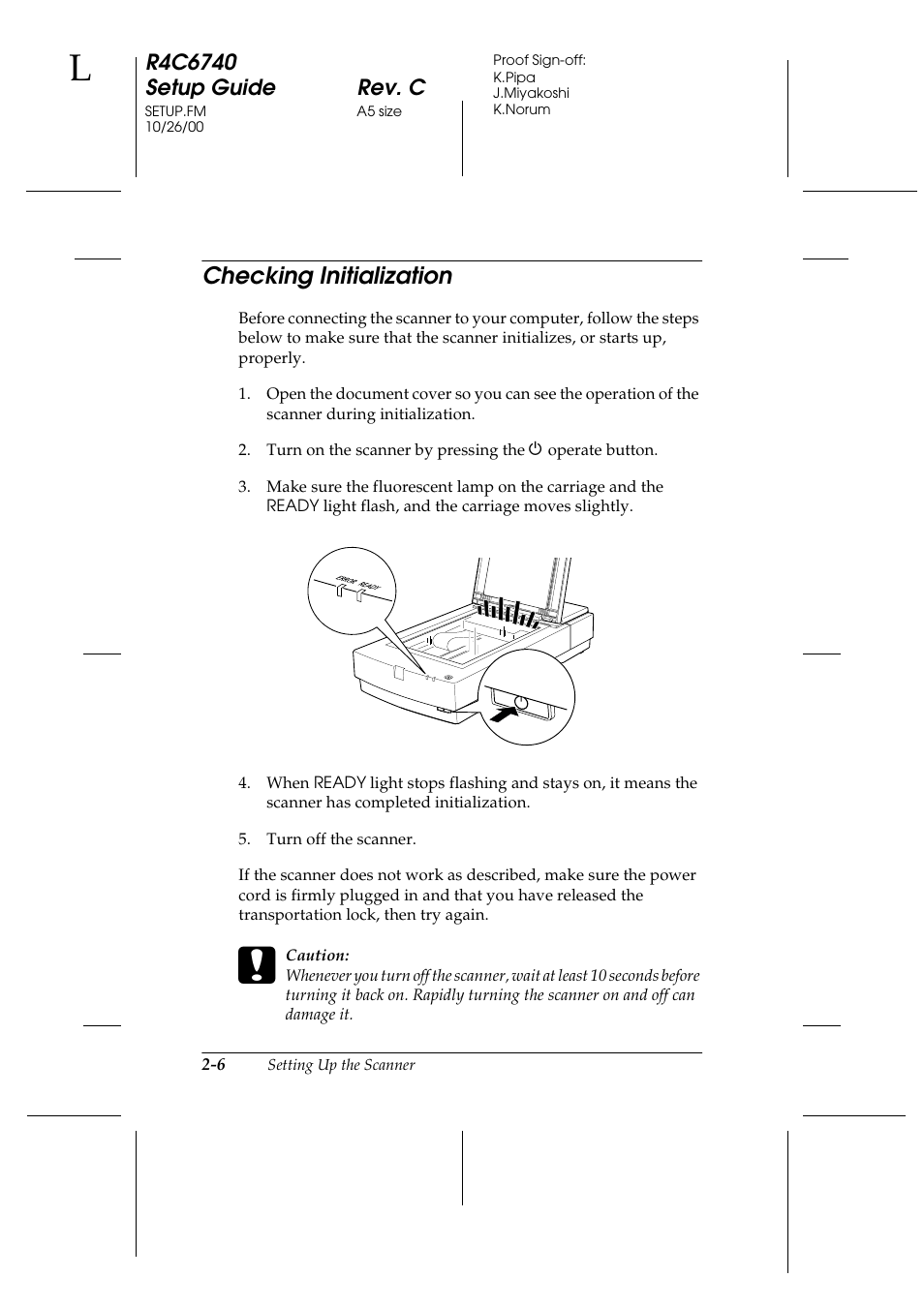 Checking initialization, Checking initialization -6 | Epson Expression 1680 User Manual | Page 26 / 124