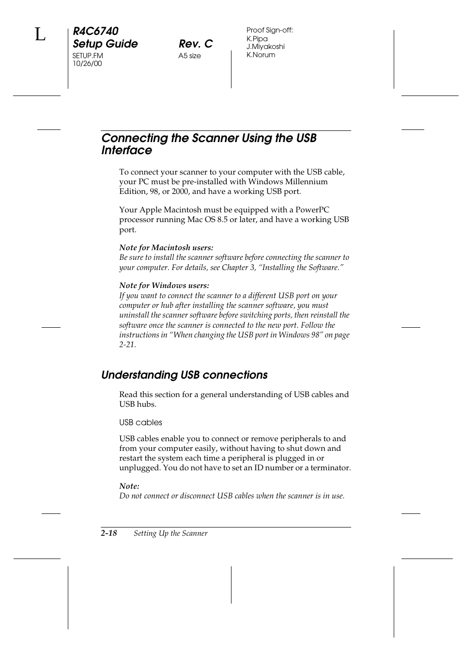 Connecting the scanner using the usb interface, Understanding usb connections, Usb cables | Connecting the scanner using the usb interface -18, Understanding usb connections -18 | Epson Expression 1680 User Manual | Page 38 / 124