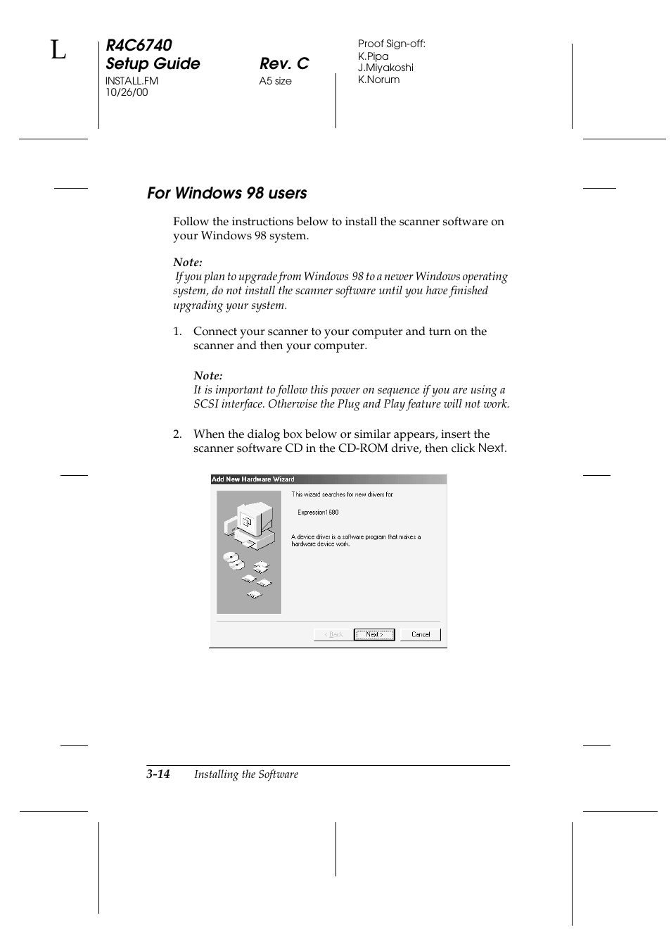 For windows 98 users, For windows 98 users -14 | Epson Expression 1680 User Manual | Page 58 / 124