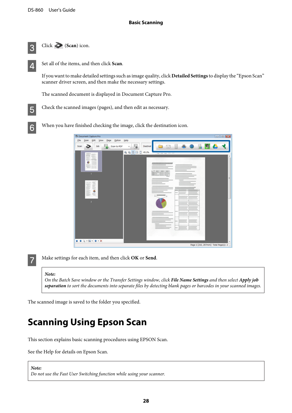 Scanning using epson scan | Epson WorkForce DS-860 User Manual | Page 28 / 70