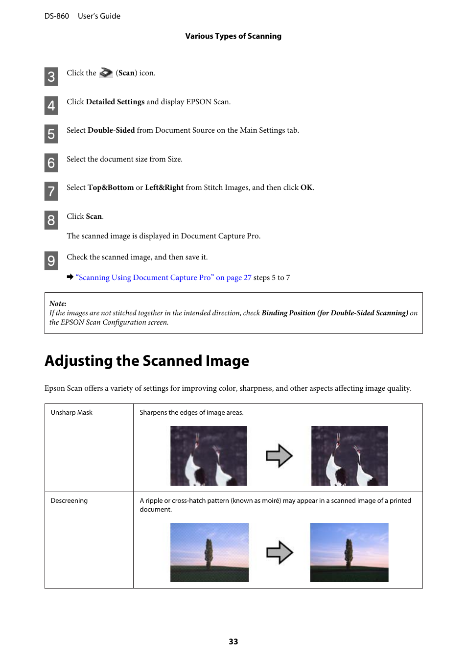 Adjusting the scanned image | Epson WorkForce DS-860 User Manual | Page 33 / 70