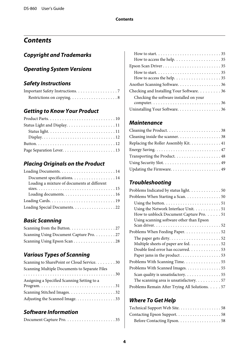 Epson WorkForce DS-860 User Manual | Page 4 / 70