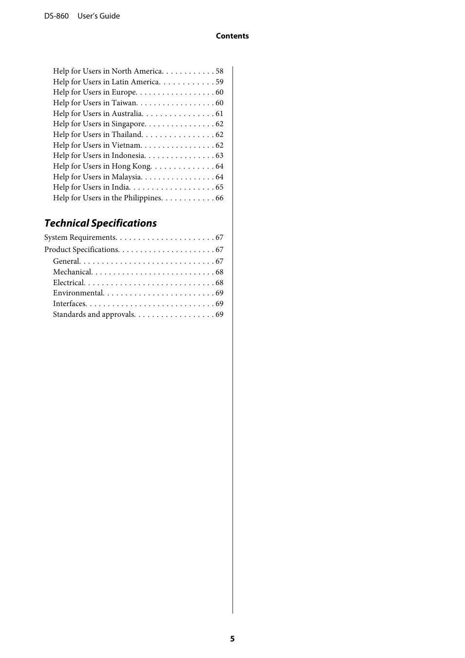 Technical specifications | Epson WorkForce DS-860 User Manual | Page 5 / 70