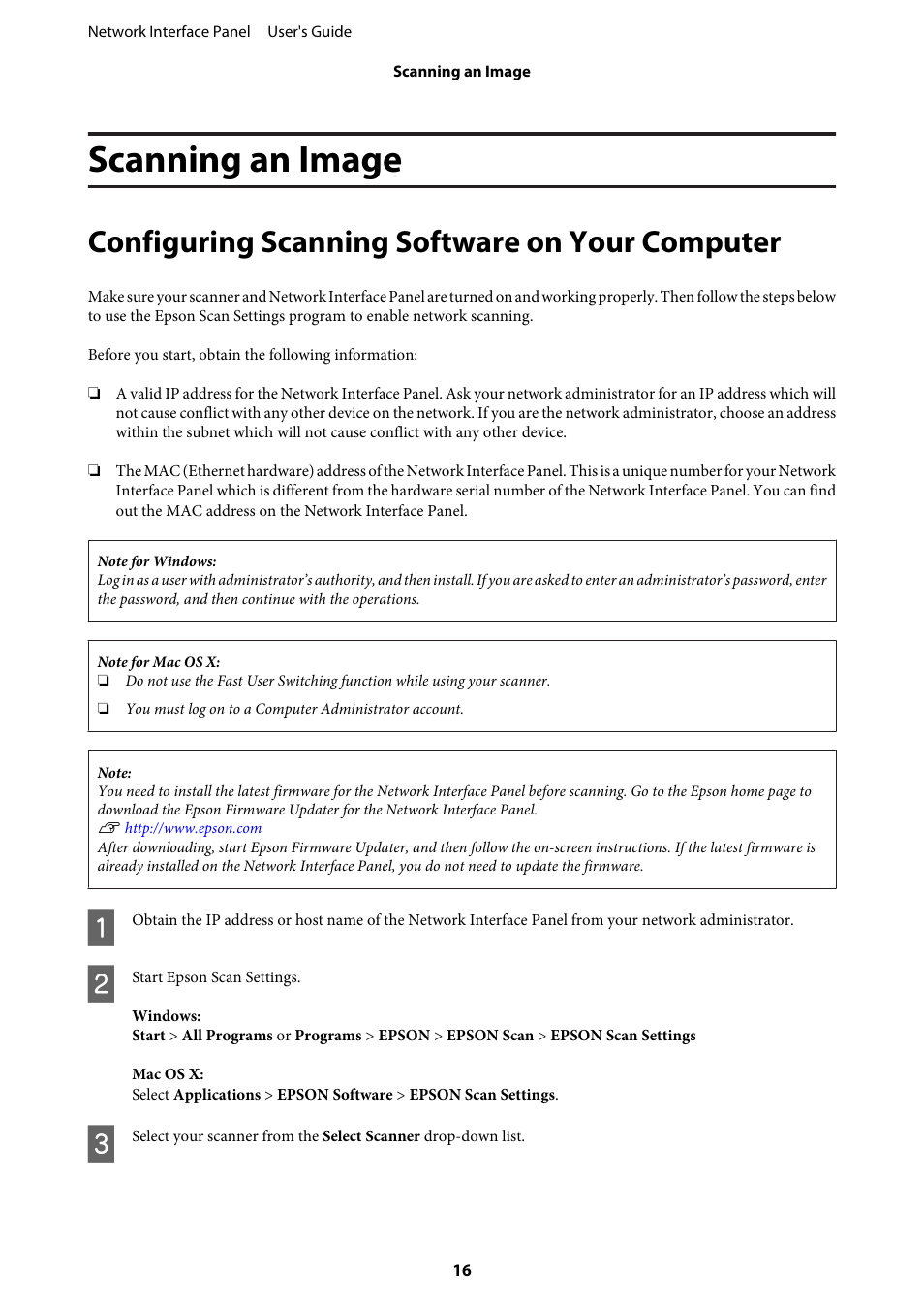 Scanning an image, Configuring scanning software on your computer | Epson WorkForce DS-7500N User Manual | Page 16 / 27