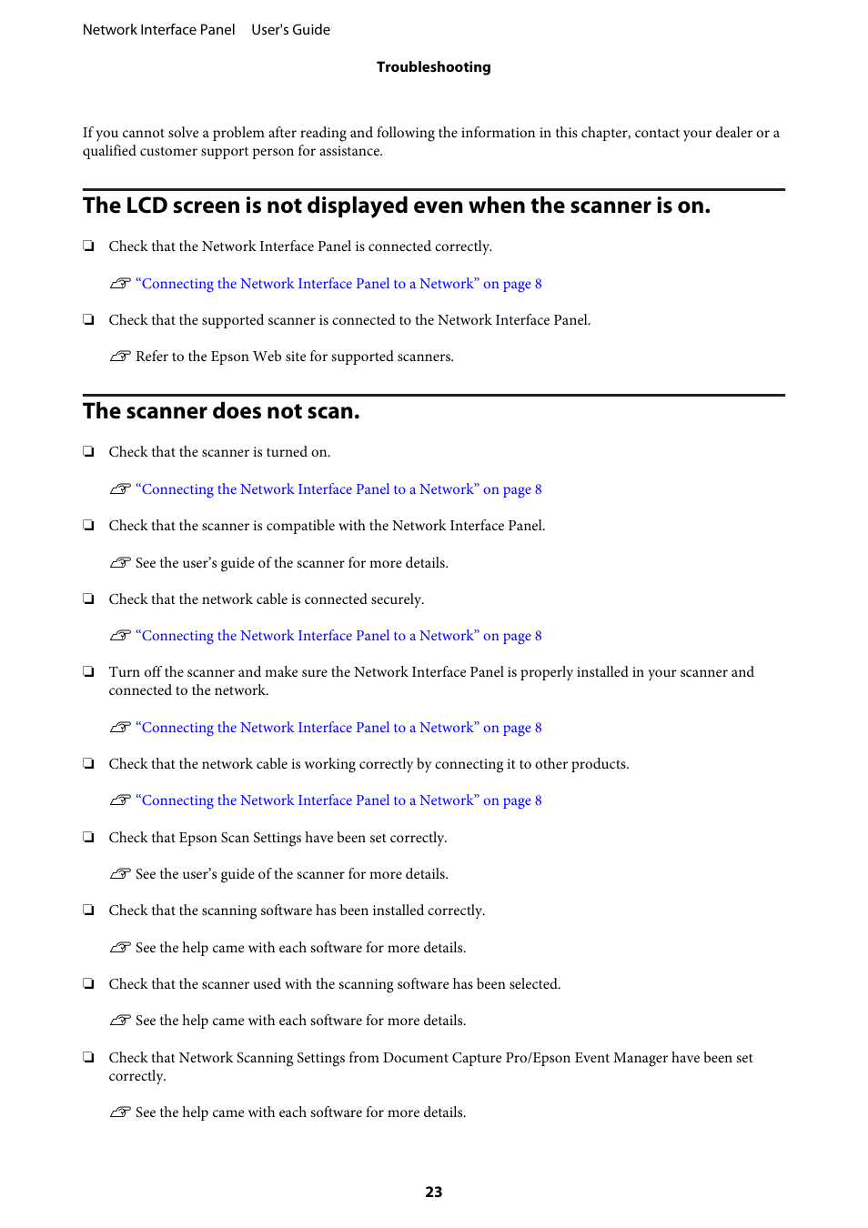 The scanner does not scan | Epson WorkForce DS-7500N User Manual | Page 23 / 27