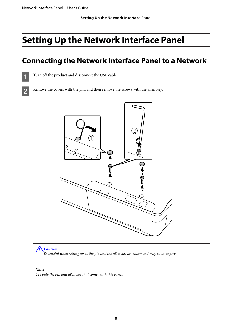 Setting up the network interface panel | Epson WorkForce DS-7500N User Manual | Page 8 / 27
