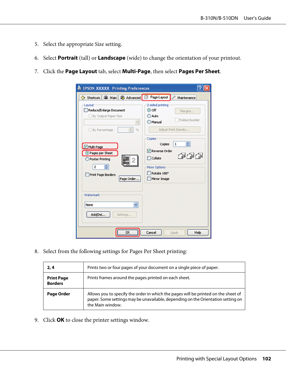 Epson B 510DN User Manual | Page 102 / 218