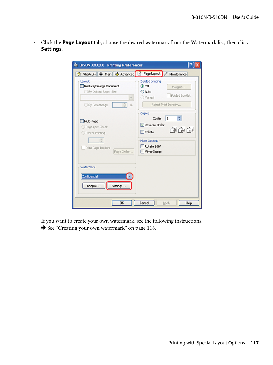 Epson B 510DN User Manual | Page 117 / 218