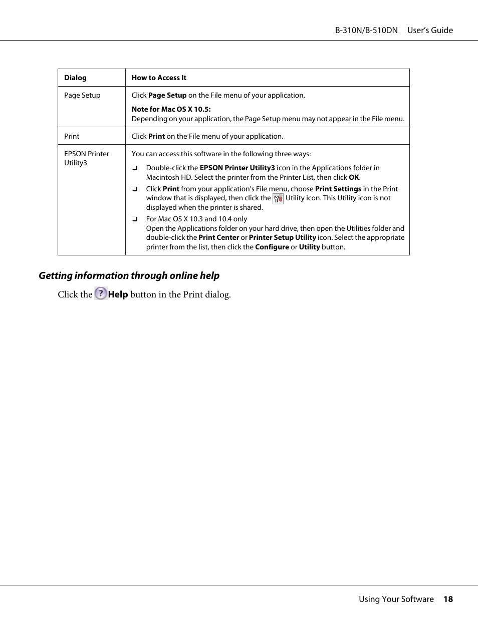 Getting information through online help | Epson B 510DN User Manual | Page 18 / 218