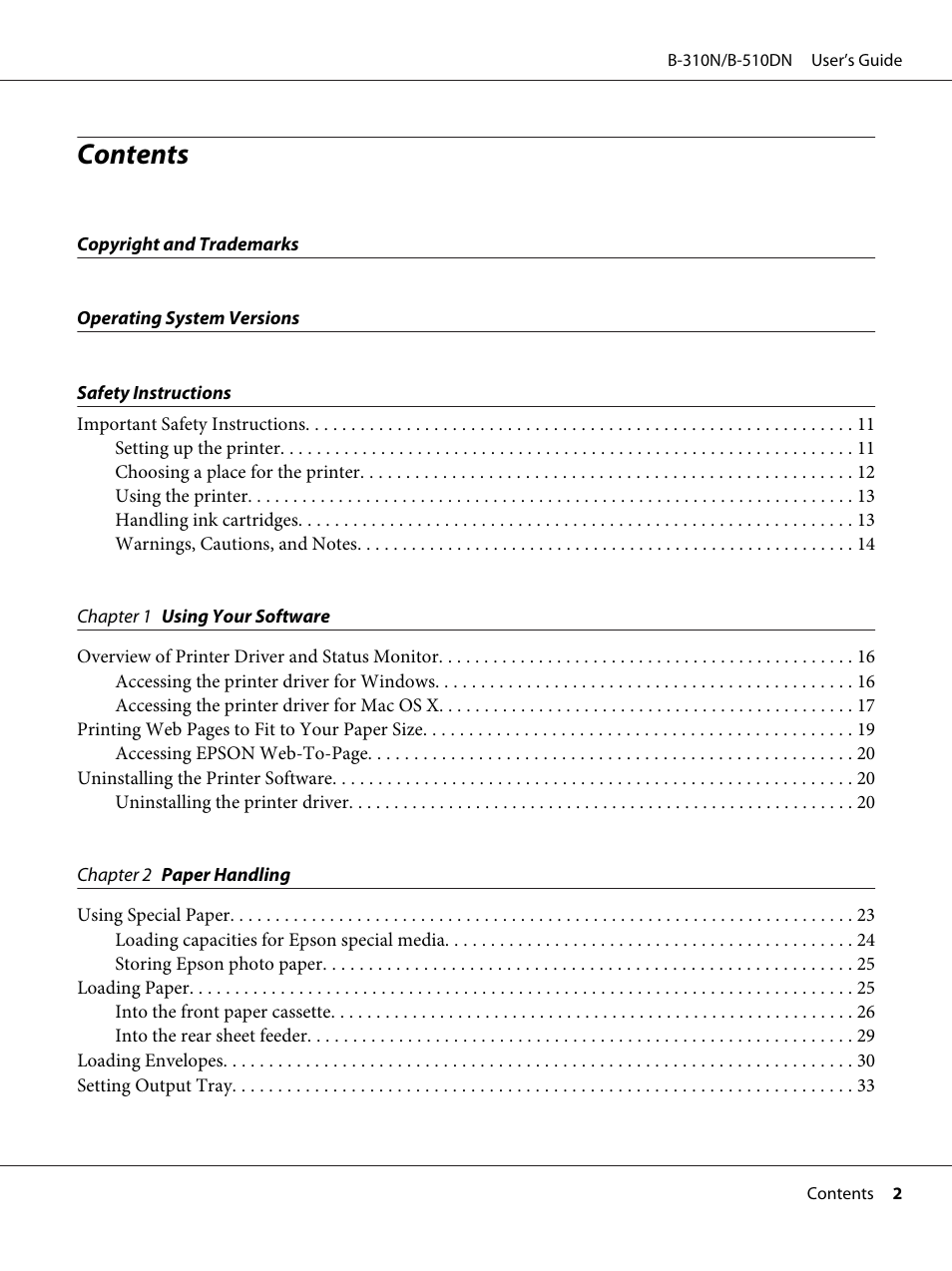 Epson B 510DN User Manual | Page 2 / 218