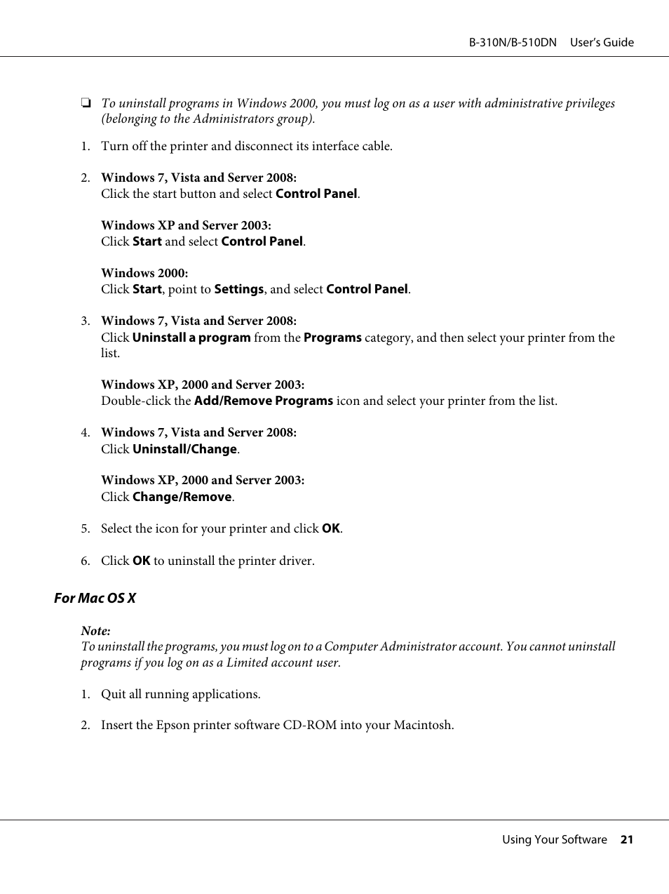 Epson B 510DN User Manual | Page 21 / 218