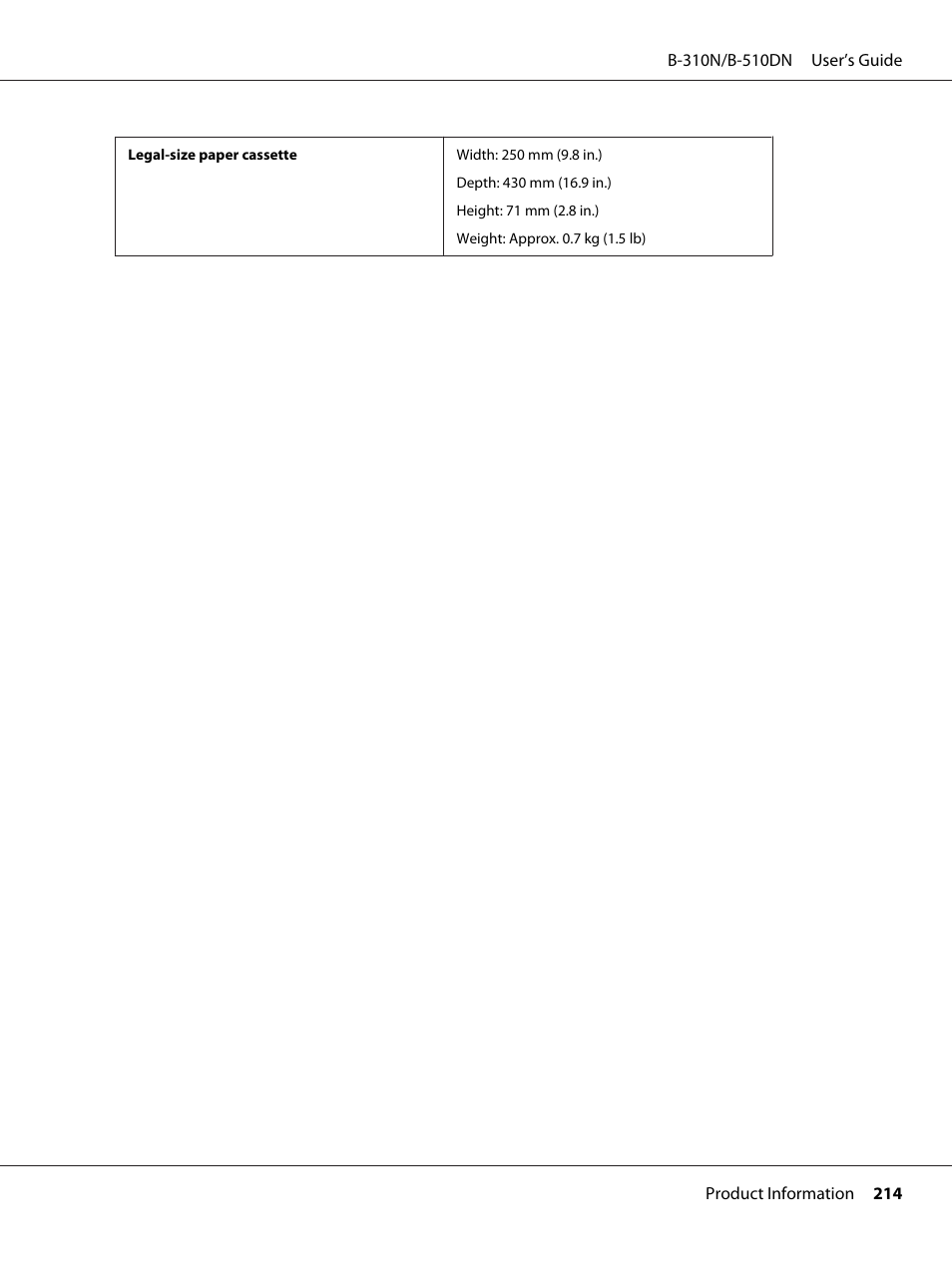 Epson B 510DN User Manual | Page 214 / 218