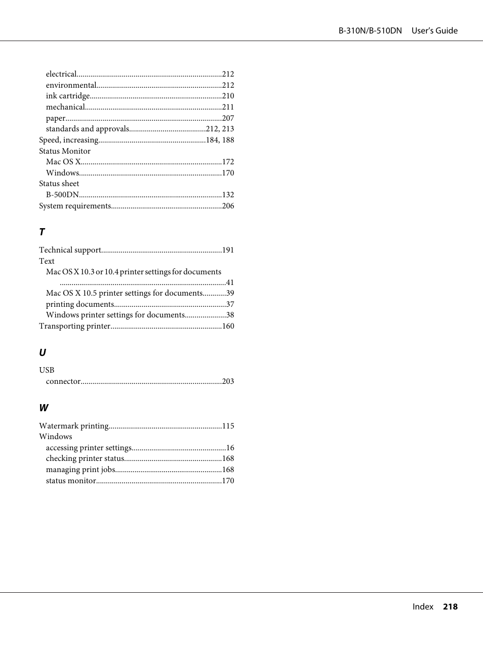 Epson B 510DN User Manual | Page 218 / 218