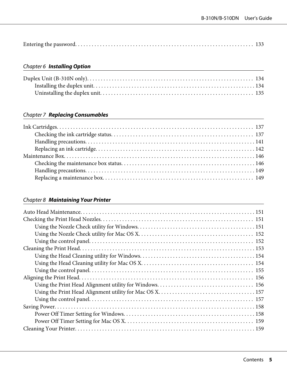 Epson B 510DN User Manual | Page 5 / 218