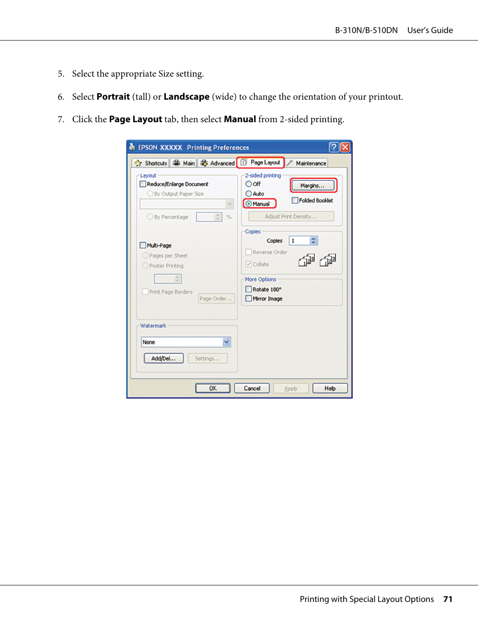 Epson B 510DN User Manual | Page 71 / 218