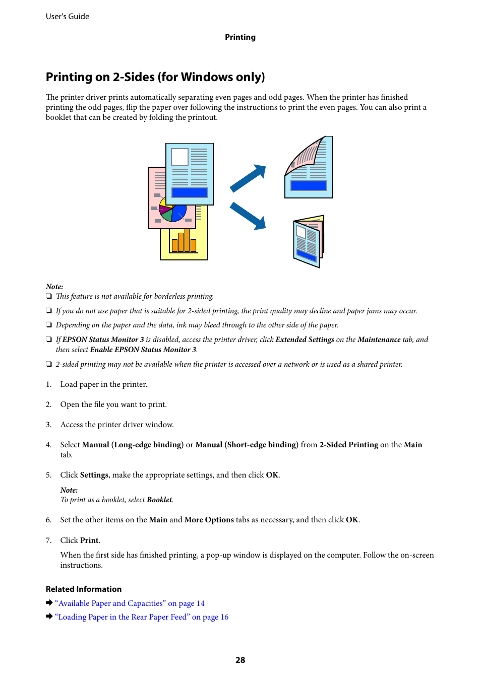 Printing on 2-sides (for windows only) | Epson L805 User Manual | Page 28 / 93