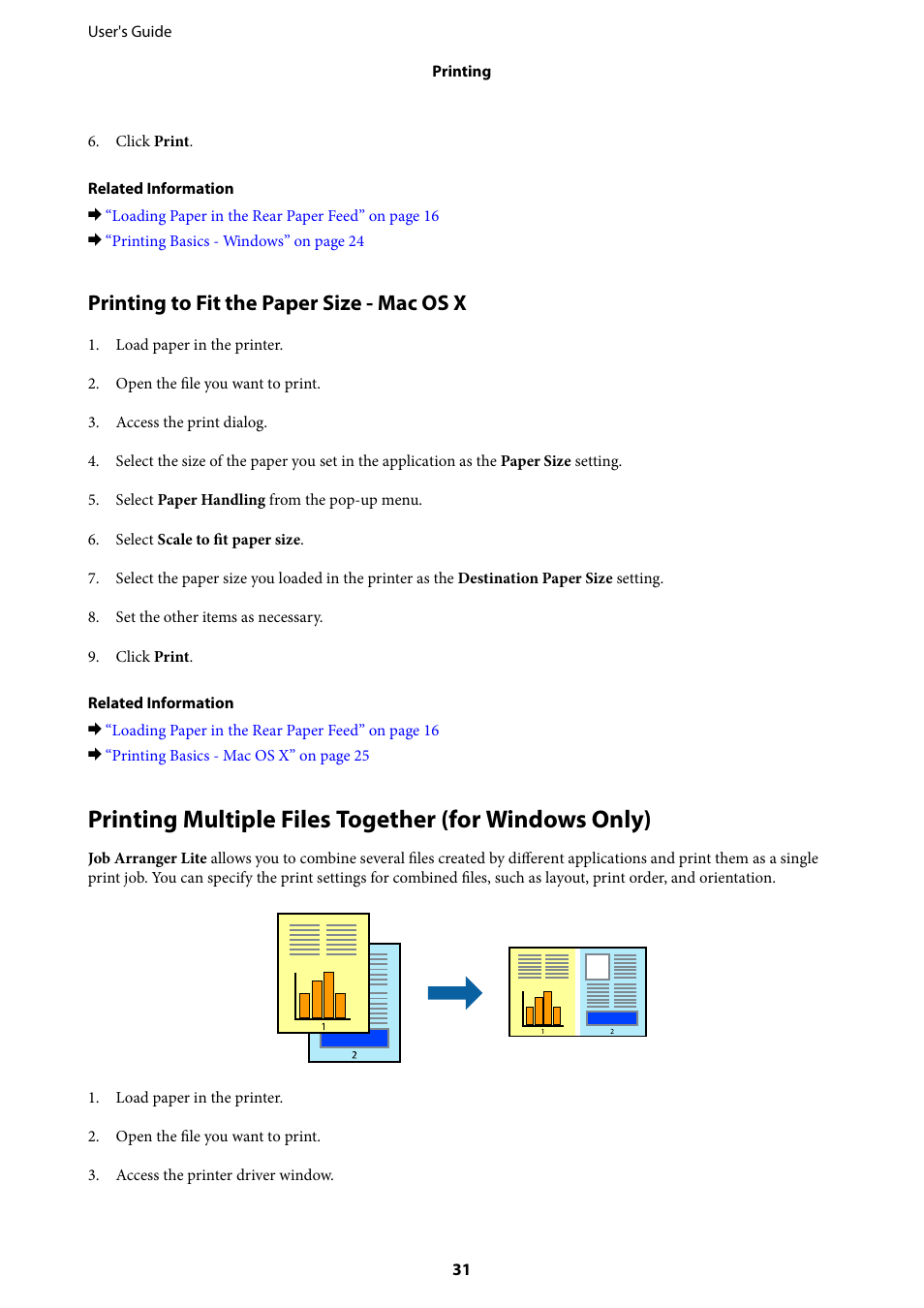 Printing to fit the paper size - mac os x | Epson L805 User Manual | Page 31 / 93