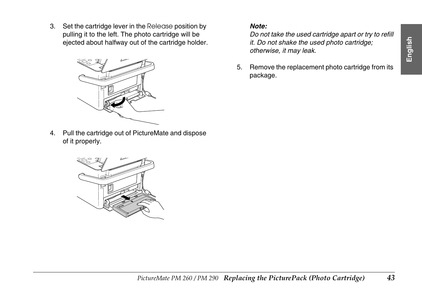 Epson PictureMate PM290 User Manual | Page 43 / 72