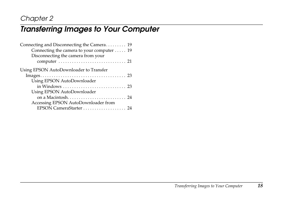 Transferring images to your computer, Chapter 2 | Epson PhotoPC 3100Z User Manual | Page 18 / 80