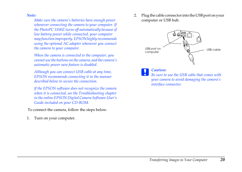 Epson PhotoPC 3100Z User Manual | Page 20 / 80