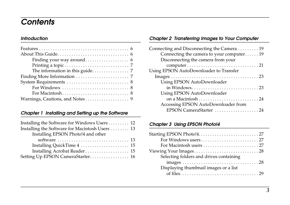 Epson PhotoPC 3100Z User Manual | Page 3 / 80