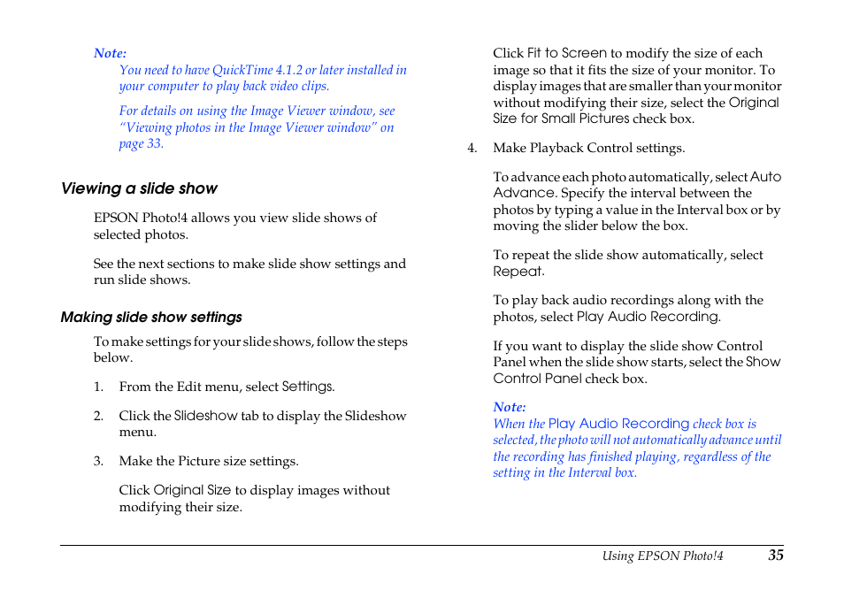 Viewing a slide show | Epson PhotoPC 3100Z User Manual | Page 35 / 80