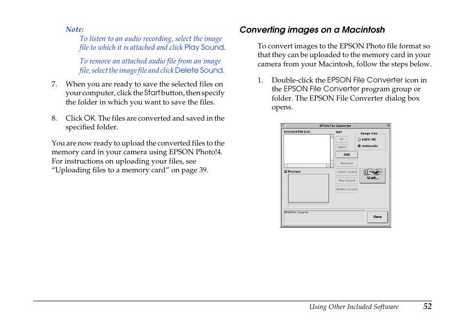 Converting images on a macintosh | Epson PhotoPC 3100Z User Manual | Page 52 / 80