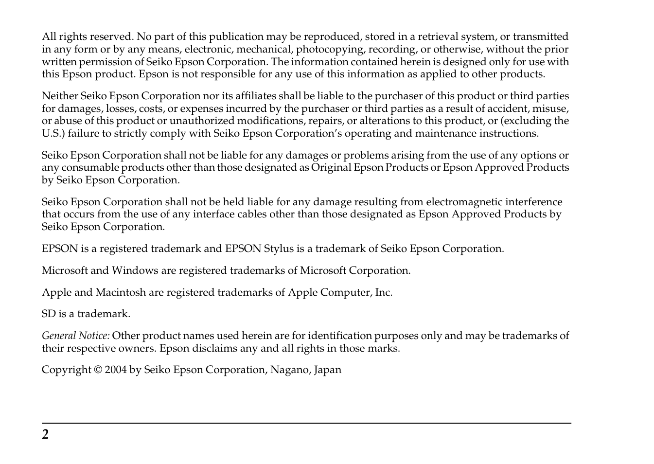 Epson PhotoPC L-410 User Manual | Page 2 / 98