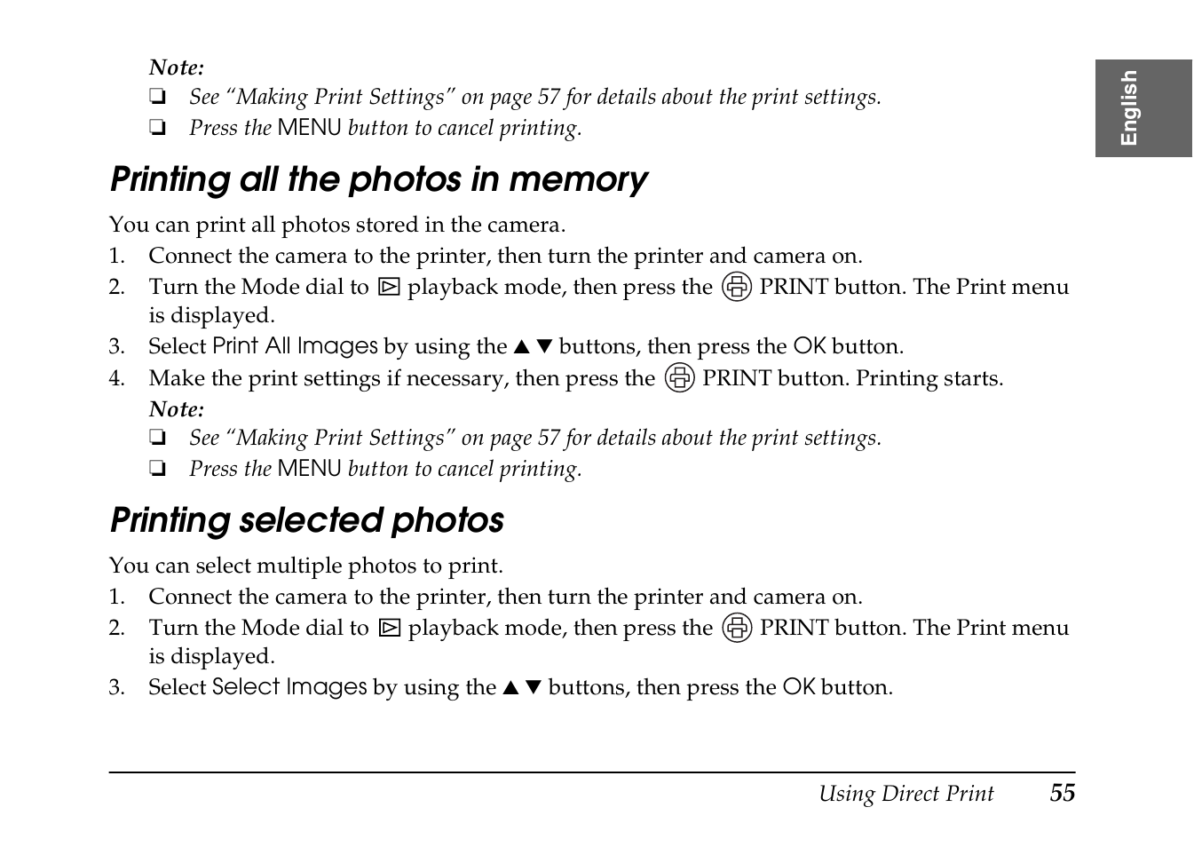 Printing selected photos | Epson PhotoPC L-410 User Manual | Page 55 / 98