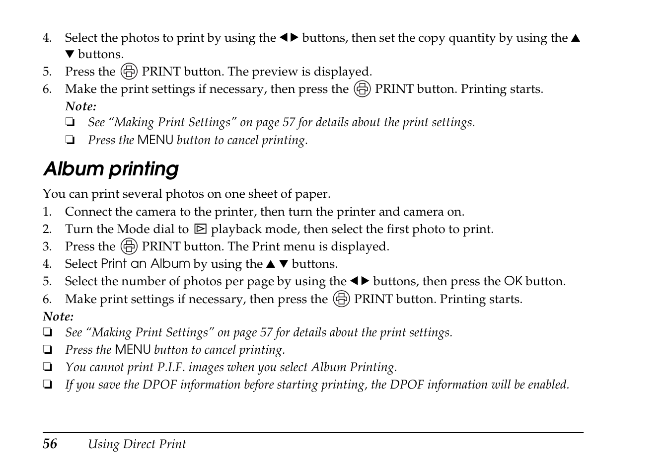 Album printing | Epson PhotoPC L-410 User Manual | Page 56 / 98