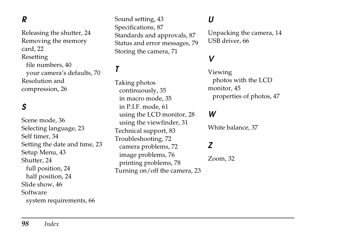 Epson PhotoPC L-410 User Manual | Page 98 / 98